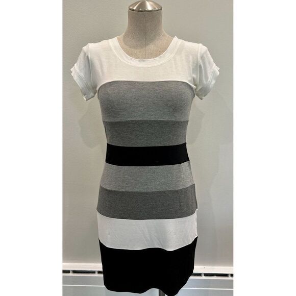 BCBGMaxAzria Short Sleeve Colorblock Stripe Dress Size S - Picture 1 of 5